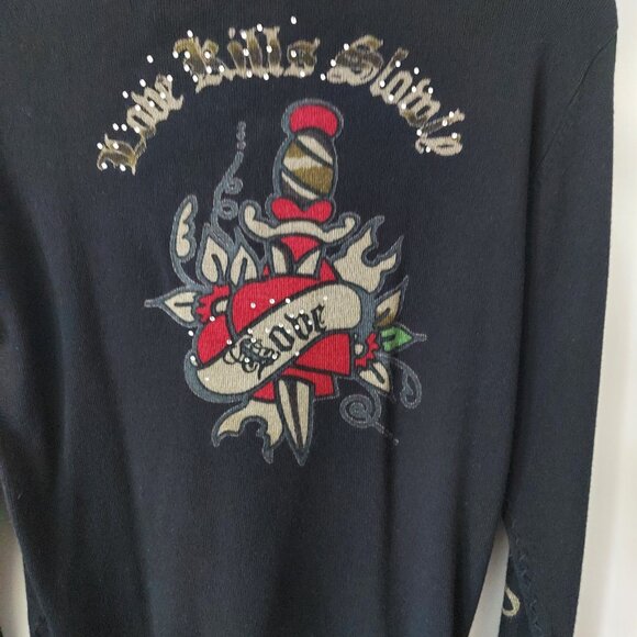 Ed Hardy Christian Audigier Jacket "Love Kills Slowly" Women’s size 14 (L) - Picture 4 of 6
